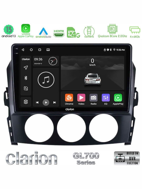 Clarion Ηχοσύστημα Αυτοκινήτου για Mazda MX-5 2006-2008 (Bluetooth/USB/WiFi/GPS/Apple-Carplay/Android-Auto) με Οθόνη Αφής 9"