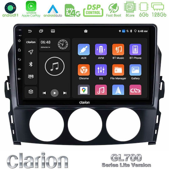 Clarion Ηχοσύστημα Αυτοκινήτου για Mazda MX-5 2006-2008 (Bluetooth/USB/WiFi/GPS/Apple-Carplay/Android-Auto) με Οθόνη Αφής 9"