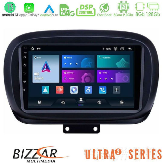 Bizzar Auto-Audiosystem für Fiat 500X 2015-2020 (Bluetooth/USB/WiFi/GPS/Apple-Carplay/Android-Auto) mit Touchscreen 9"