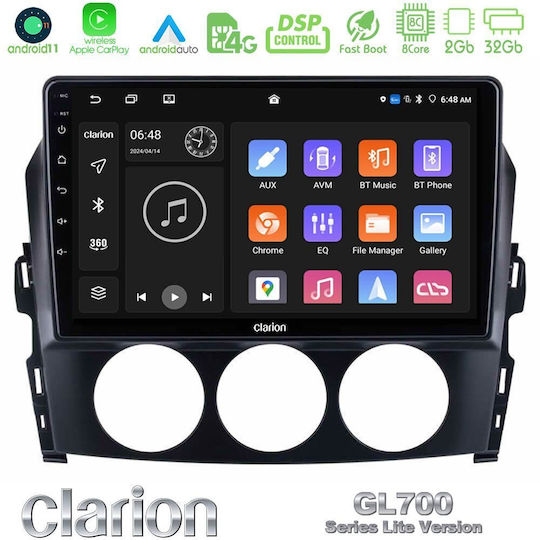 Clarion Auto-Audiosystem für Mazda MX-5 2006-2008 (Bluetooth/USB/WiFi/GPS/Apple-Carplay/Android-Auto) mit Touchscreen 9"