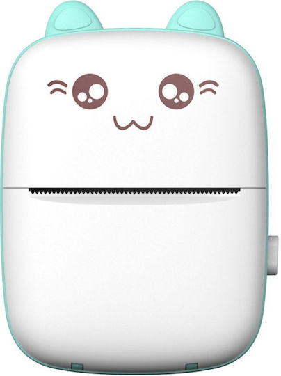 Mini Bluetooth Thermal Printer Photos Φορητός Εκτυπωτής White Blue