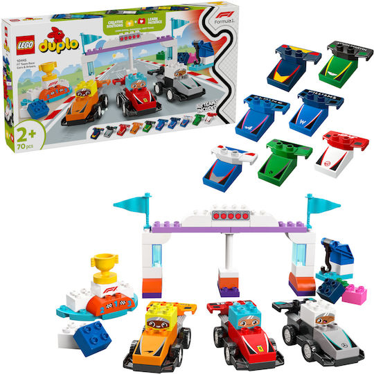 LEGO Duplo Town F1 Team Mașini de Curse și Piloți pentru 2+ Ani 70 Bucăți