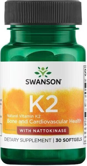 Swanson Vitamin K2 Βιταμίνη για την Υγεία των Οστών 100mg Energy 30 μαλακές κάψουλες