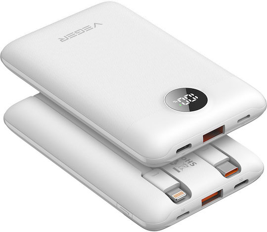 Veger W1170 Power Bank 10000mAh με Θύρα USB-A και Θύρα USB-C Λευκό