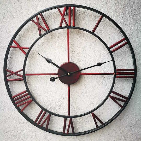 Metalluhr Ø80cm Bordeaux Schwarze Umrisszeiger Etoile Df246