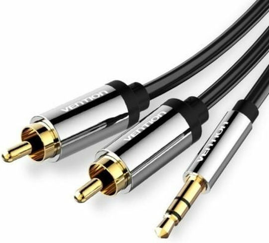 Vention 3.5mm Jack Cable 3.5mm Male - 2x RCA Male Black 10m BCFBL
