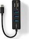 Nedis Usb Hub Nedis Ccgb64250bk01 Βάση Σύνδεσης Ενσύρματο Usb Type-c Μαύρο 13840735 5412810000000