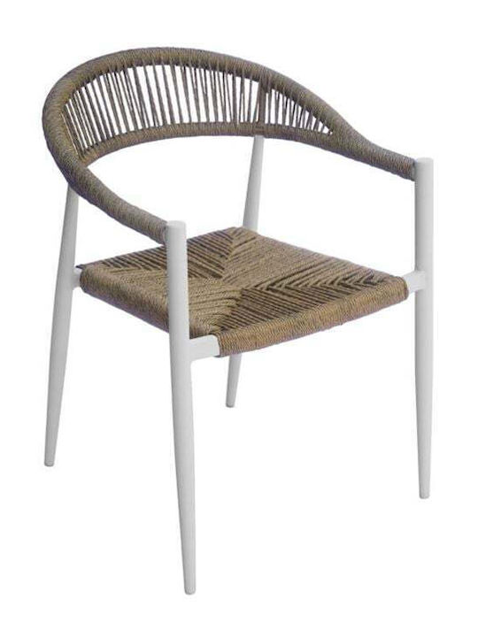 Outdoor Armchair Rattan Mady White, Natural 56x59x78cm