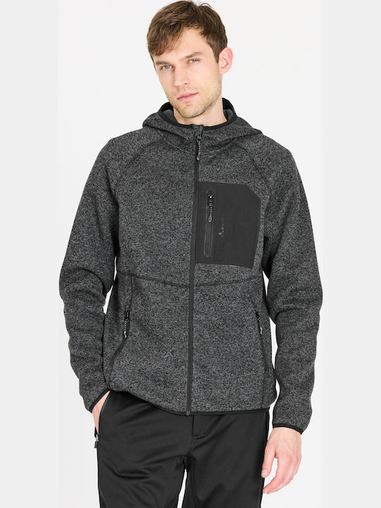 Ανδρική Ζακέτα Fleece με Κουκούλα Black