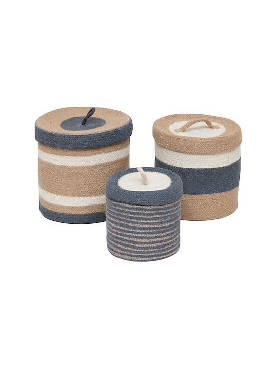 Atmosphera Set dekorative Körbe mit Deckel & Griffen Beige 27x27cm 3Stück
