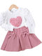 Kids' Set with Skirt Winter 2pcs Pink