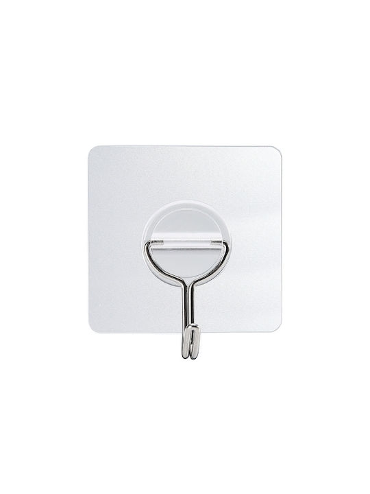 Άγκιστρο Μπάνιου Μονό με Αυτοκόλλητο ​8x8cm Inox Διάφανο