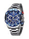 Lige Men's Watch 47mm Battery with Silver Metal Bracelet