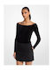 Michael Kors Long-Sleeve Stretch Velvet Bodysuit Mf451kuf0p-001black