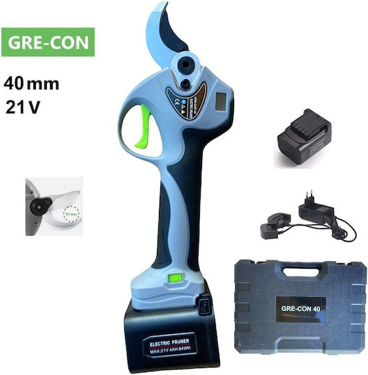 GRE-CON GRE-CON Ψαλίδι Κλαδέματος Μπαταρίας Brushless 21V 2x4Ah/2Ah με Μέγιστη Διάμετρο Κοπής 40mm σε Βαλιτσάκι Μεταφοράς