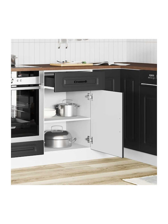 Kalmar Black Processed Wood Kitchen Base Cabinet Black 50 X 46 X 81.5 Cm