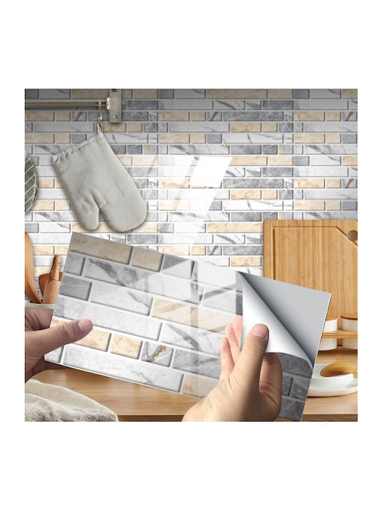 12 Pcs 10 X 20 Cm Floor Sticker Brick Pattern Crystal Film Glossy Tile Floor Sticker Kit031