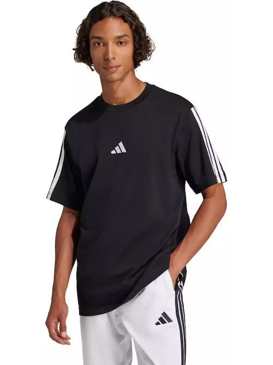 Essentials 3-stripes Αθλητικό T-shirt Μαύρο