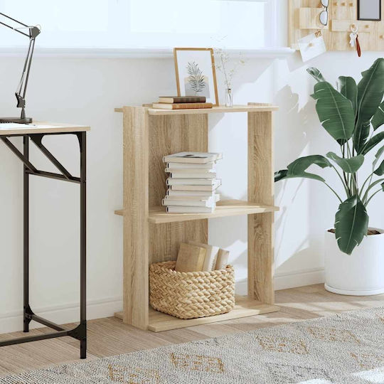 Βιβλιοθήκη 3 Επιπέδων Sonoma Δρυς 60x30x60 Εκ Επεξεργ Ξύλο Καφέ 60 X 30 X 60 Cm