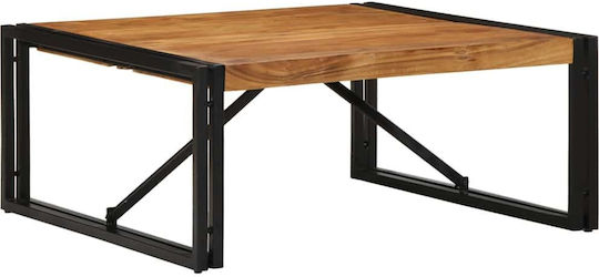 Square Central Coffee Table Made of Solid Wood Brown W80xL80xH35cm
