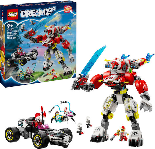 LEGO DREAMZzz Cooper's Tiger Mech & Zero's Hot Rod Car Pentru 9+ Ani 1006 Bucăți