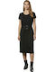 Rochie Midi Mâneca Scurtă Neagră