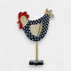 Wooden Decorative Hen "Polka Dot" Black 23cm X 26cm X 6cm