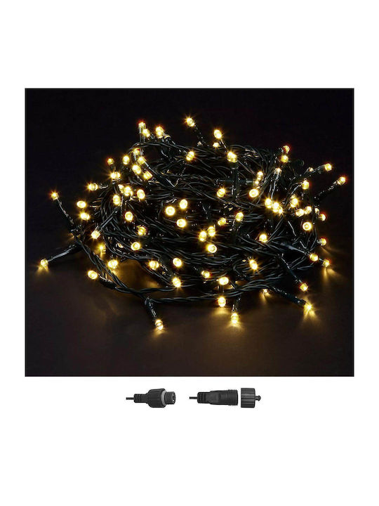 Λαμπακια Led 100l Λευκo Θερμο Επεκτεινομενα Εξωτερικου Χωρου Προγραμμα 3478