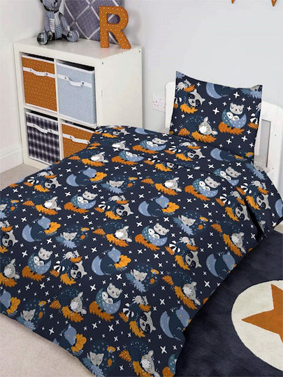 Комплект чаршафи Единично Памучни Синьо 160x240см