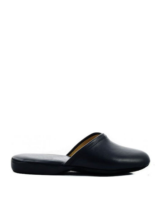 Leather Winter Women's Slippers Blue