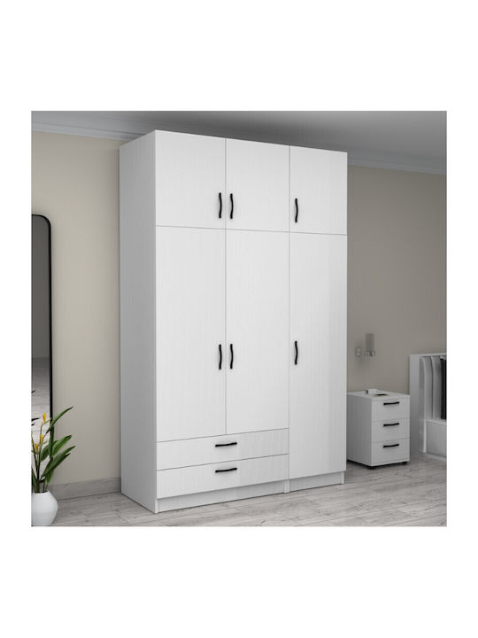 Ușă triplă Dulap de Haine Victoria cu Spațiu de Depozitare Alb 150x60x240cm