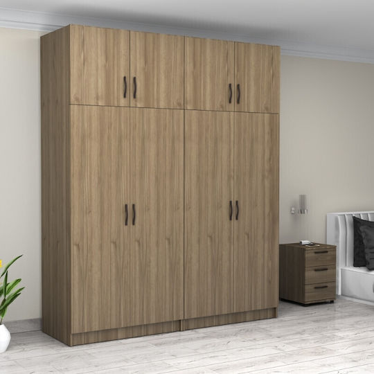 Victoria Τετράφυλλη Ντουλάπα με Πατάρι 200x60x240cm Καρυδί Victoria Τετράφυλλη Ντουλάπα με Πατάρι 200x60x240cm Καρυδί