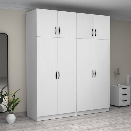 Four Door Wardrobe Victoria with Loft White 200x60x240cm