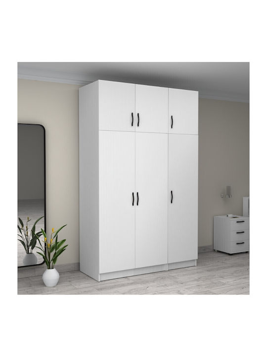 Victoria Τρίφυλλη Ντουλάπα με Πατάρι Λευκό 150x60x240cm