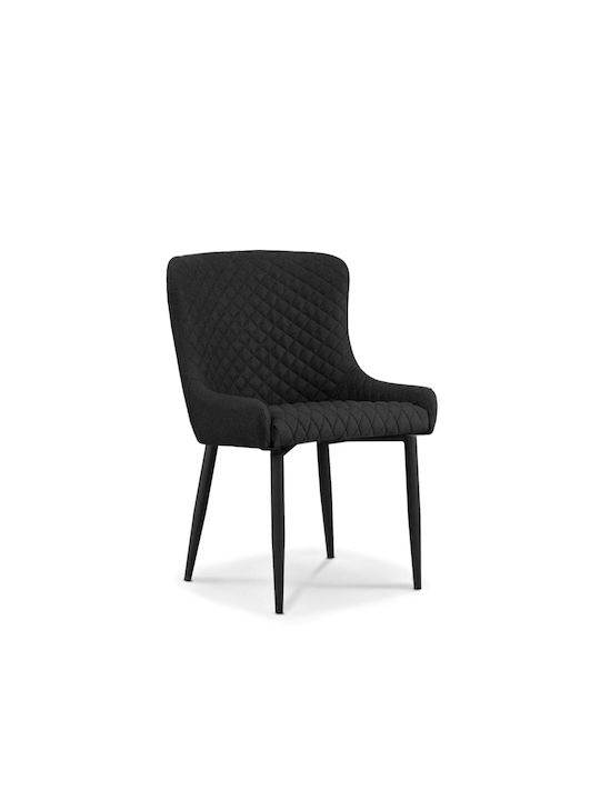 Lion Dining Room Fabric Chair Black 48x55x50cm