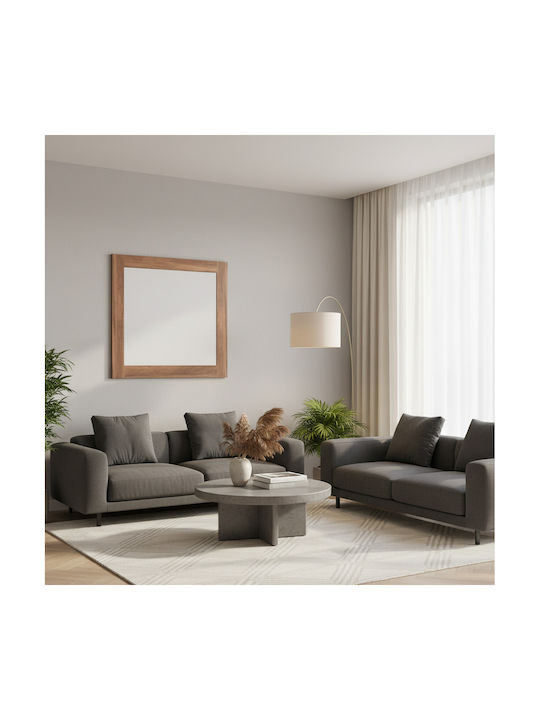 HomeMarkt Harry Καθρέπτης Τοίχου με Μπεζ Ξύλινο Πλαίσιο 87x87cm