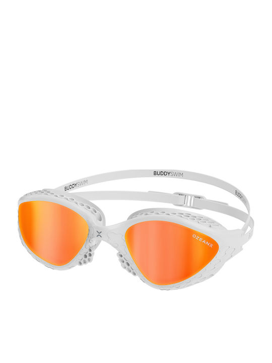 Buddyswim Swimming Goggles Adults with Anti-fog Lenses White