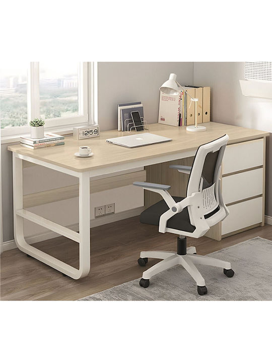 Besprechungstisch Holz White - Natural mit Metallbeinen 120x48x74cm