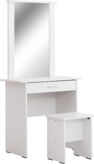 Crystel Wooden Makeup Dressing Table White with Mirror 74x39x155cm