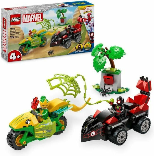 LEGO Marvel Spin and Electro Dinosaur Vehicle Chase for Ages 4+ 124 Pieces