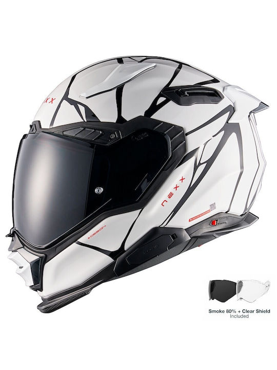 Nexx X.WST3 Full Face με Sun Visor DOT / ECE 22.06 B-Side White / Black