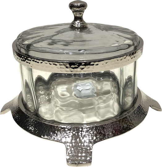 Karvounis Φοντανιέρα Metallisch mit Deckel 20x20x15cm Silber Karvounis Φοντανιέρα Metallisch mit Deckel 20x20x15cm Silber