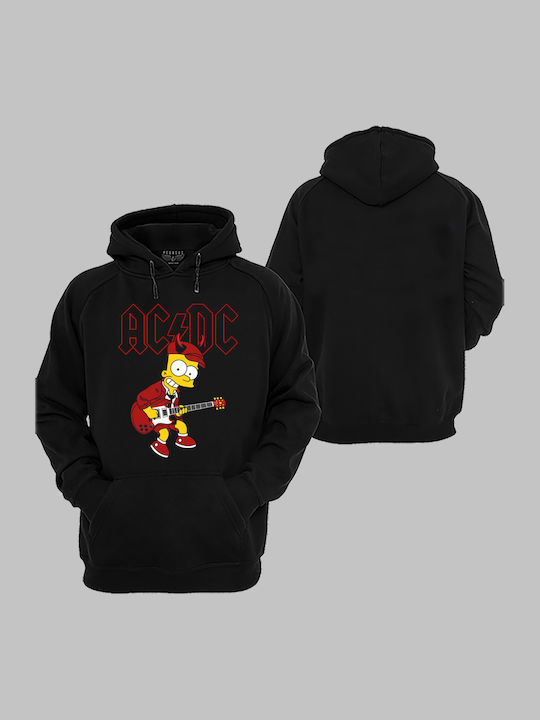 Hoodie with Pockets for Adults Black by Pegasus Print Bart Simpson Ac Dc