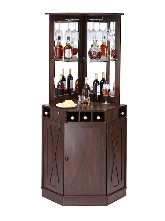Vevor Tabletop Wooden Wine Cabinet for 3 Bottles Brown 184x33.5x184cm