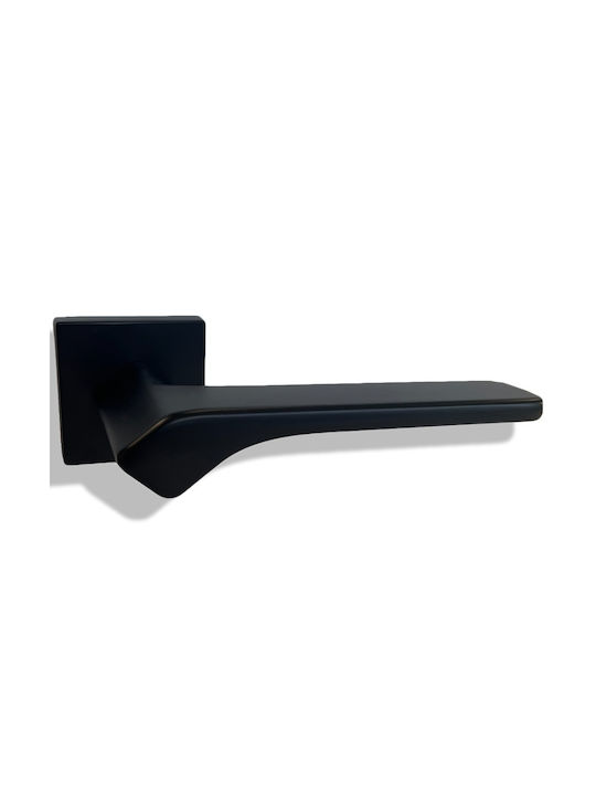 Deco Ceramica Lever Middle Door with Rosette Checkmate Black