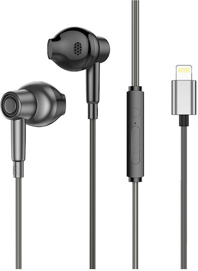 Sendem În ureche Handsfree cu două căști cu mufă Lightning Gri