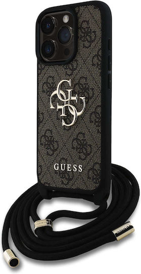 Guess Logo Umschlag Rückseite Synthetisches Leder mit Band Braun (iPhone 17 Pro / iPhone 16 Pro)