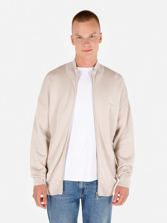 Cardigan Tricotat pentru Bărbați Beige