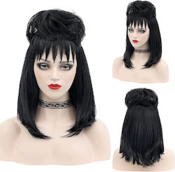 Lydia Deetz Περούκα Καρέ Μελαχρινή για Halloween