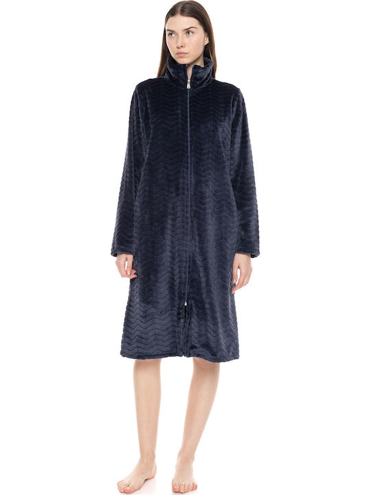 Pink Label Winter Damen Vlies Robe Yacht Blue